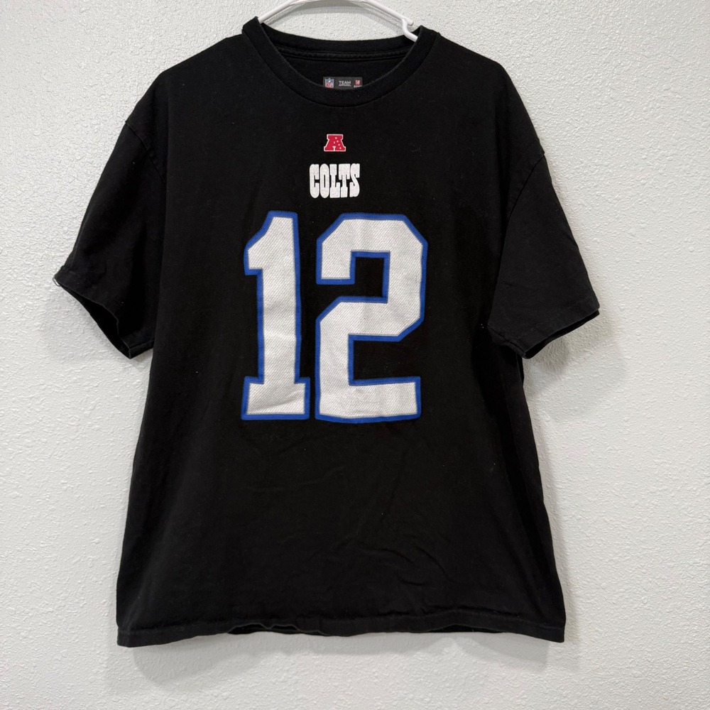 NFL Team Apparel Indianapolis Colts Andrew Luck 12 Black T-Shirt Mens XL